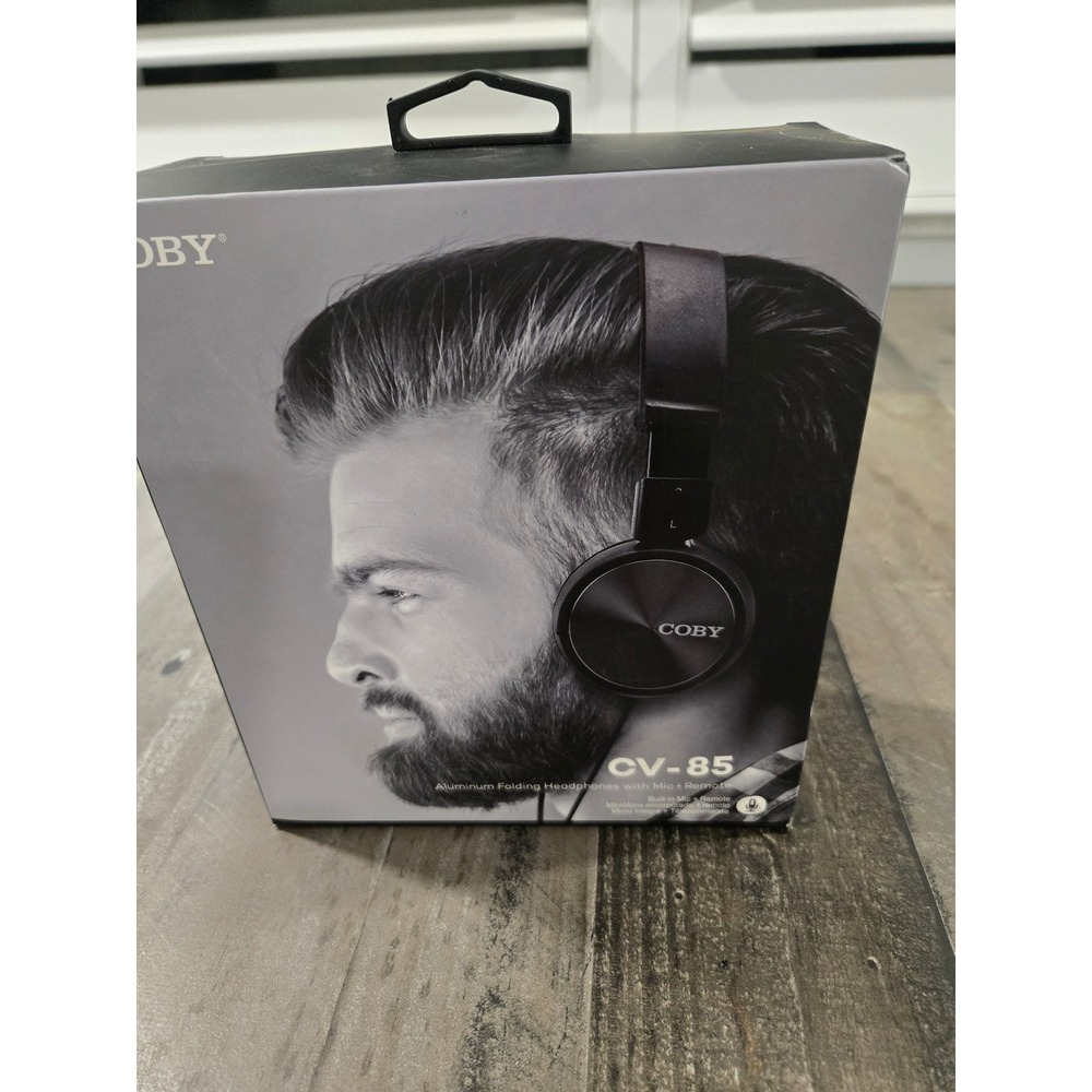 Coby CV-85 Aluminum Folding Headphones with Mic and Remote Black CVH-825-BLK